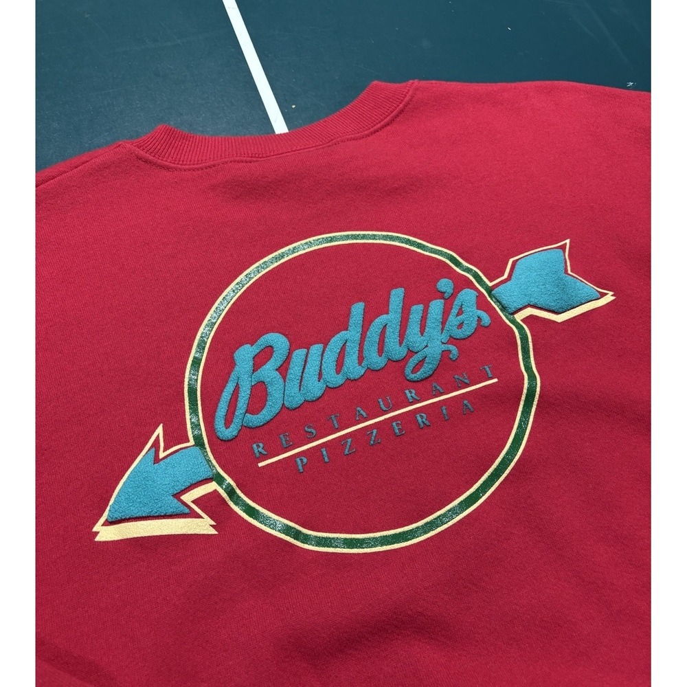 Vintage Buddy's Pizzeria Crewneck Sweatshirt Men XL Puff Print Detroit Pizza 80s - Picture 4 of 10